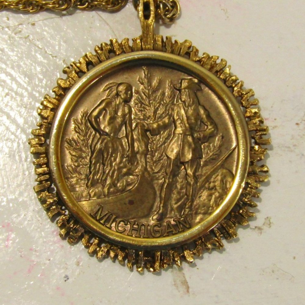 Michigan Official 1974 Michigan Medallion with Revisionist History Image Front